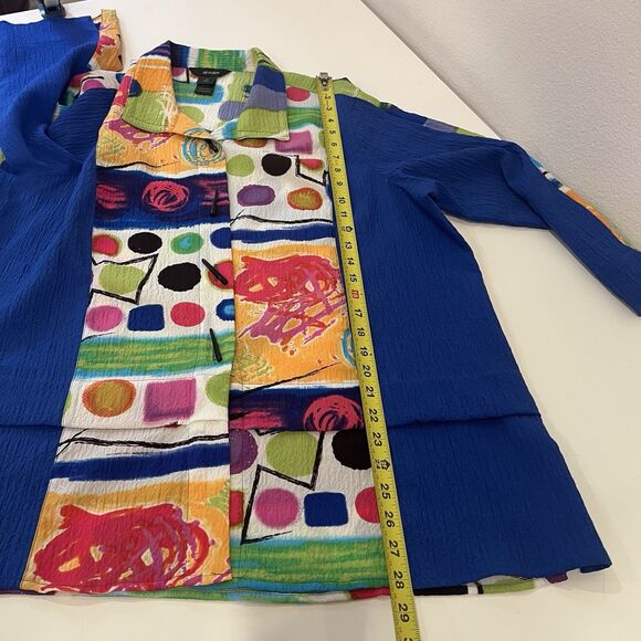 Ali Miles Top Womens 1X Abstract Art Lightweight Statement Button Front Shacket - Picture 10 of 10